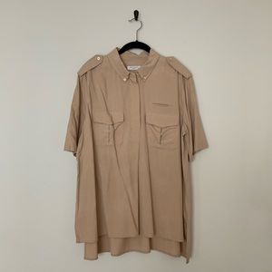 EQUIPMENT FR Silk Swing Open Hips Khaki Shirt
